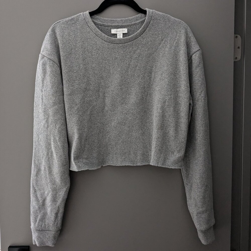 Topshop Cropped Fleece Sweatshirt
